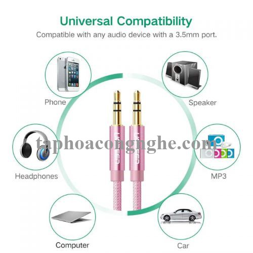 Ugreen 30813 0.5M màu Hồng Cáp âm thanh 2 đầu 3.5mm dương AV112 30030813